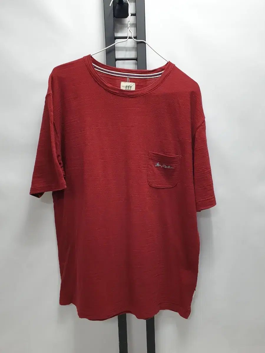 ヘンリーコットンズ 半袖 ラウンド ポケット Tシャツ レッド 105
