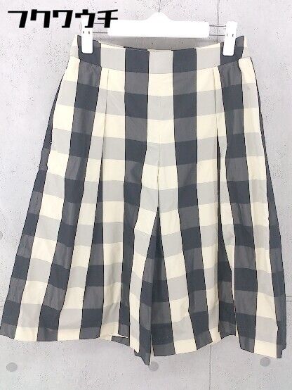 ◇ d'un a dix アナディス チェック 七分丈 クロップドワイドパンツ サイズ36 アイボリー ブラック レディース 【中古】 【1104050008968】