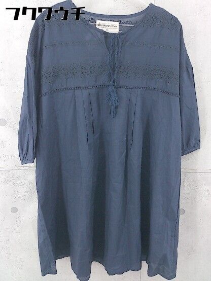 ◇ nano universe The 1st. Floor ザファーストフロアー 七分袖 膝丈 ワンピース サイズF ネイビー レディース 【中古】 【1104050007817】