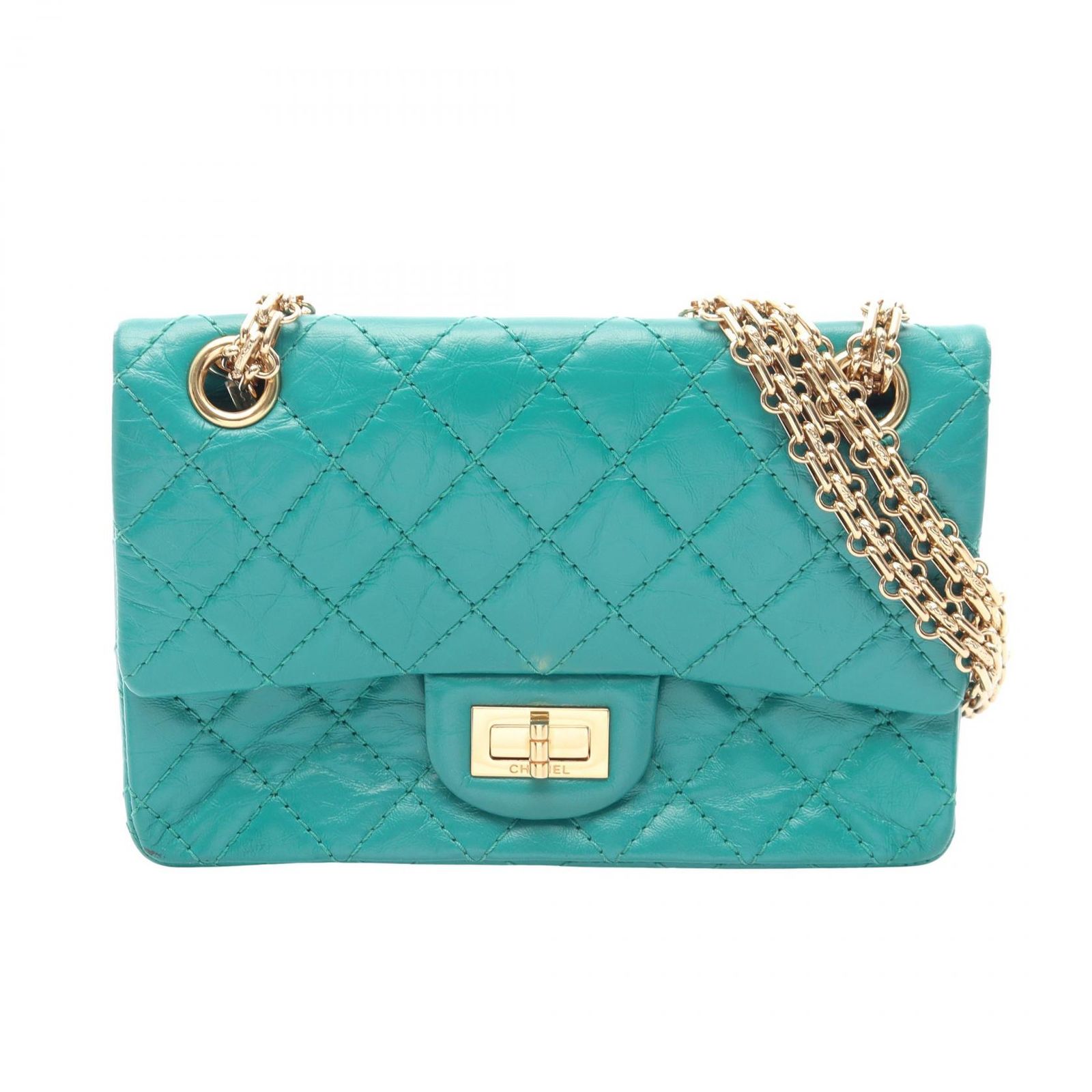 シャネル CHANEL ショルダーバッグ 2.55 AS0874 Y04634 グリーン カーフ（牛革） 2.55 ミニマトラッセ チェーンショルダー レディース Used A