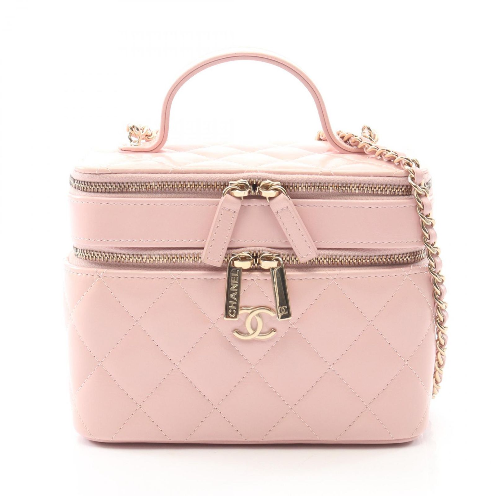 シャネル CHANEL ショルダーバッグ マトラッセ バニティ 2WAY AP2917 ライトピンク レザー マトラッセ バニティ 2wayチェーンショルダー レディース Used A