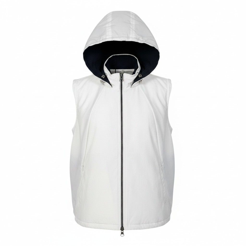 23e14 JIL SANDER ジルサンダー ジップアップ フーディ ベスト ジャケット イタリア製 34 ホワイト コットン レディースo07t