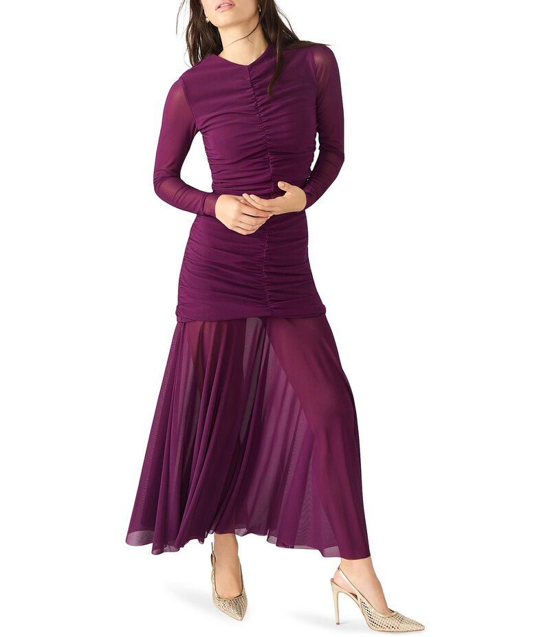 スティーブ マデン レディース トップス ワンピース スカート Steve Madden Kiara Long Sleeve Illusion Skirt Tea Length Dress Beet Pink ピンク