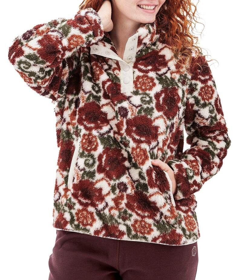 アベンチュラ レディース アウター ニット・セーター プリント フリース Aventura Equinox Allover Print Pile Fleece Stand Collar Snap Front Pullover Egret