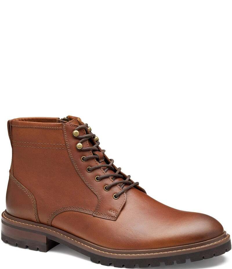 ジョンストンアンドマーフィー メンズ シューズ ブーツ・レインブーツ レザー Johnston Murphy Mens Barret Leather Plain Toe Boots Tan タン