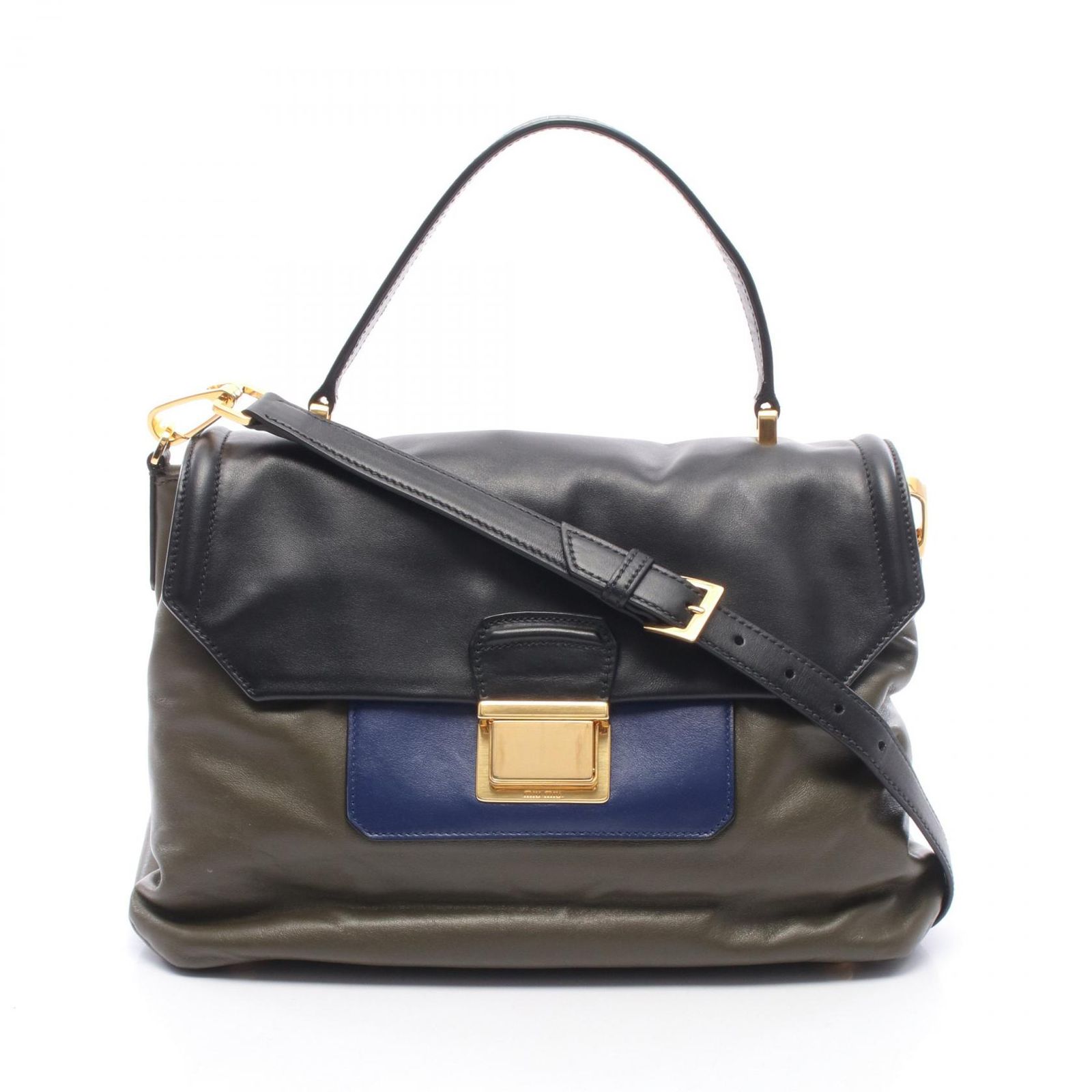 ミュウ ミュウ Miu Miu ハンドバッグ 2WAY RN1078 カーキグリーン 