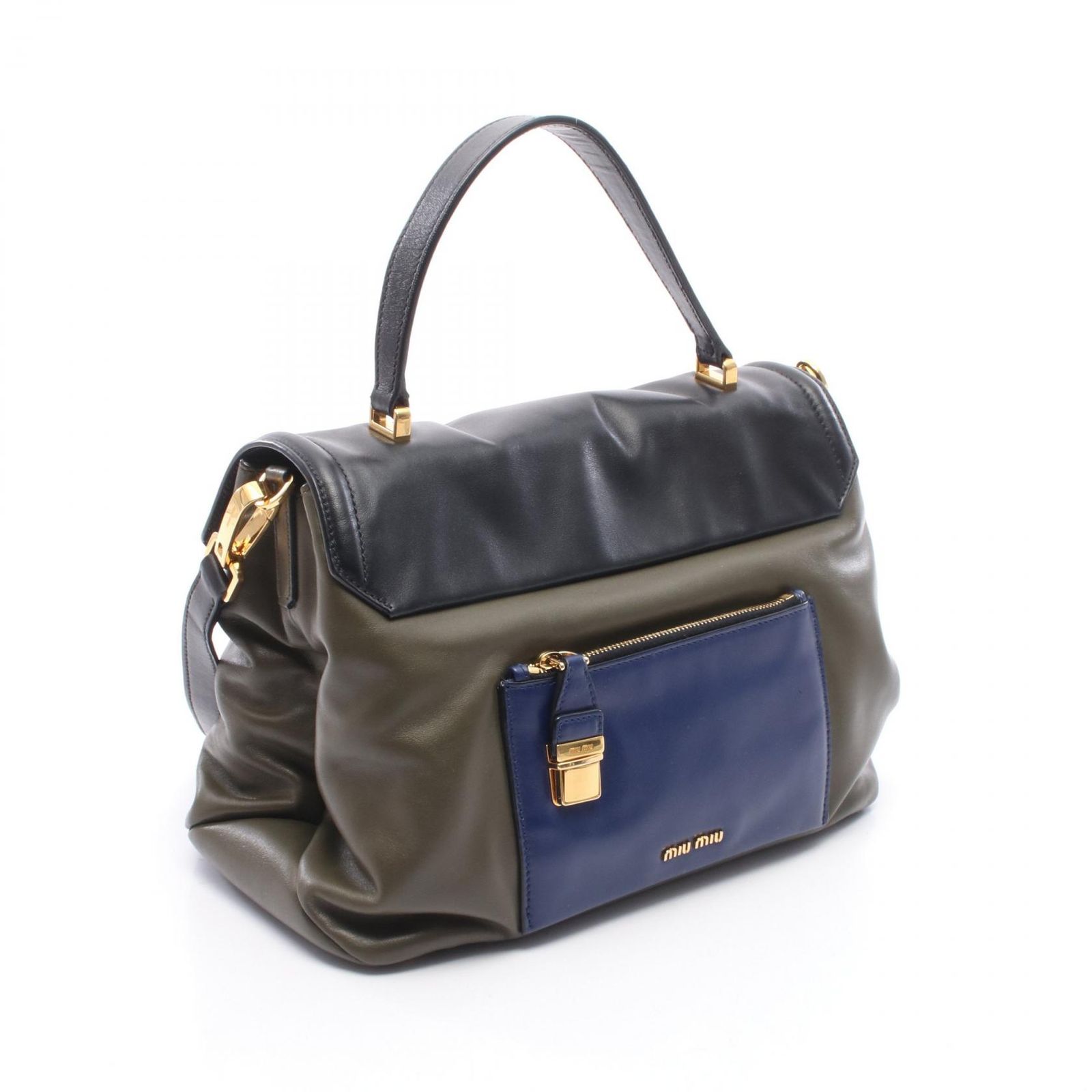 ミュウ ミュウ Miu Miu ハンドバッグ 2WAY RN1078 カーキグリーン 