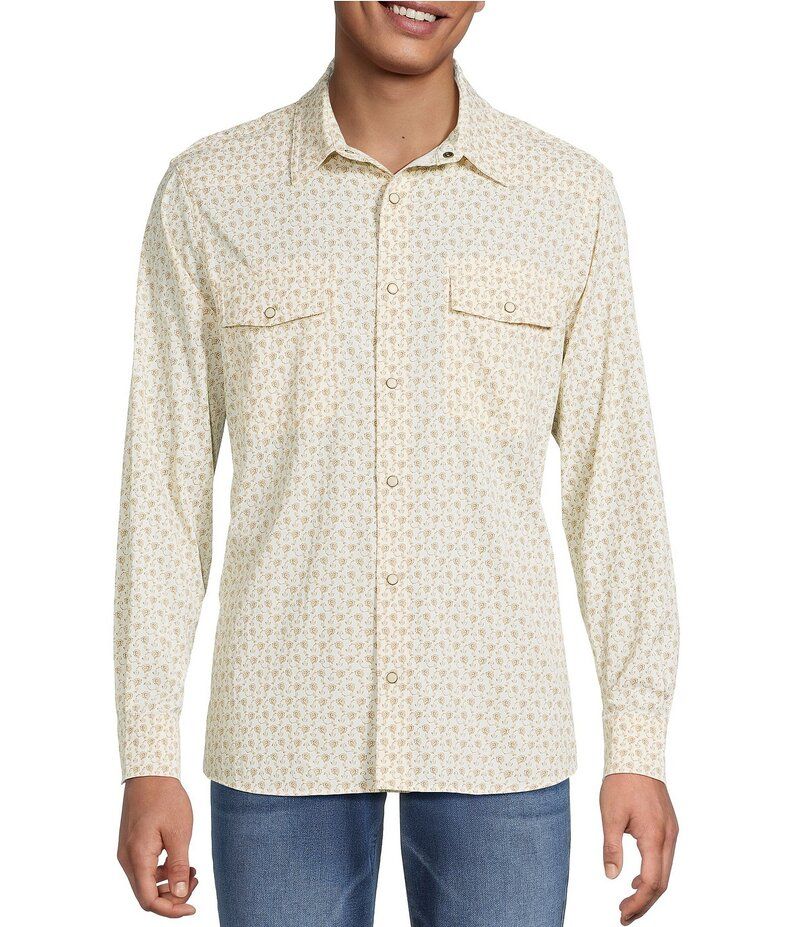 ラウン メンズ トップス シャツ フラワー柄 フラワー Rowm Rec Relax Long Sleeve Western Floral Shirt White ホワイト
