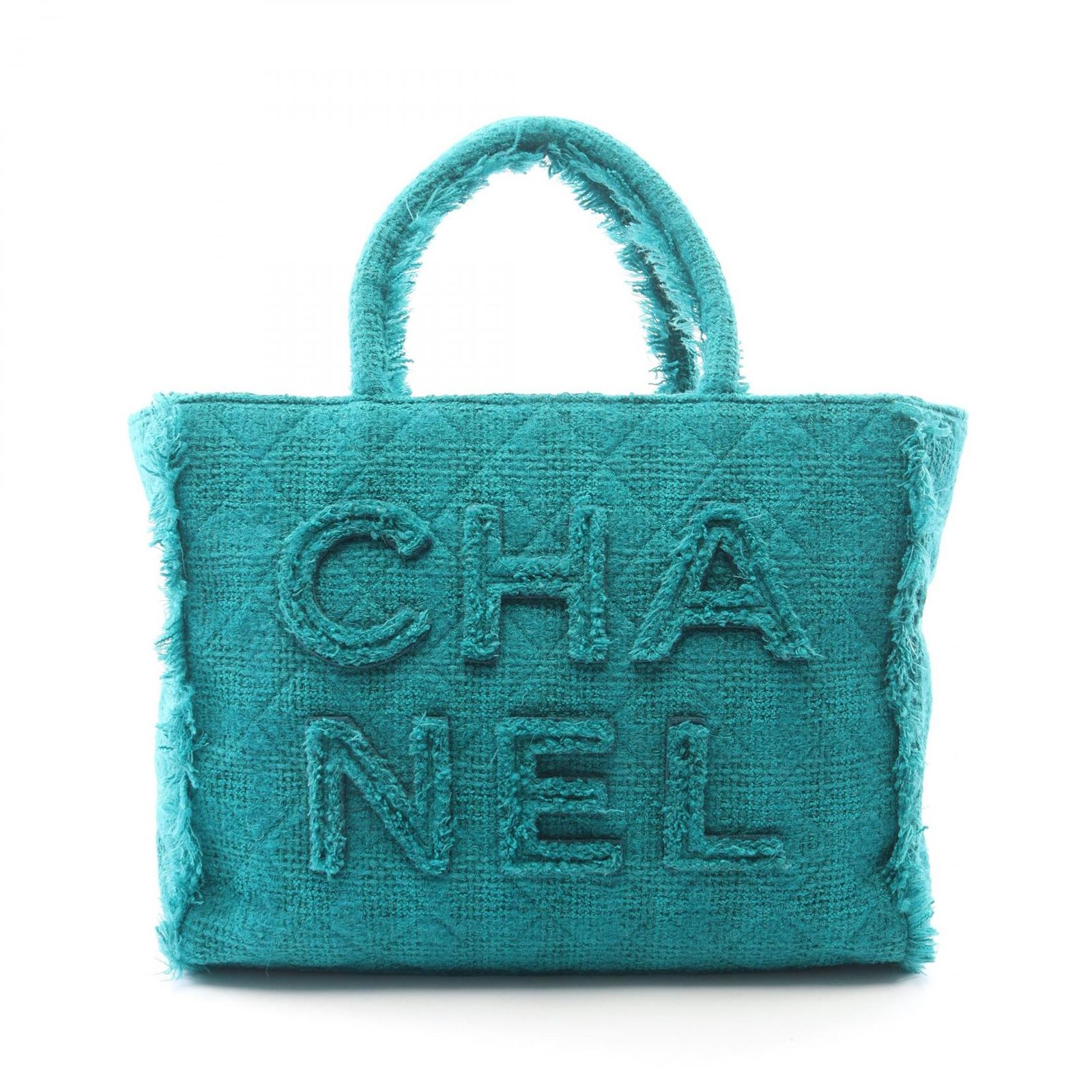 シャネル CHANEL トートバッグ ロゴ ジップショッピングバッグ ラージ AS0977 グリーン ファブリック ラージ ショッピングバッグ レディース Used A