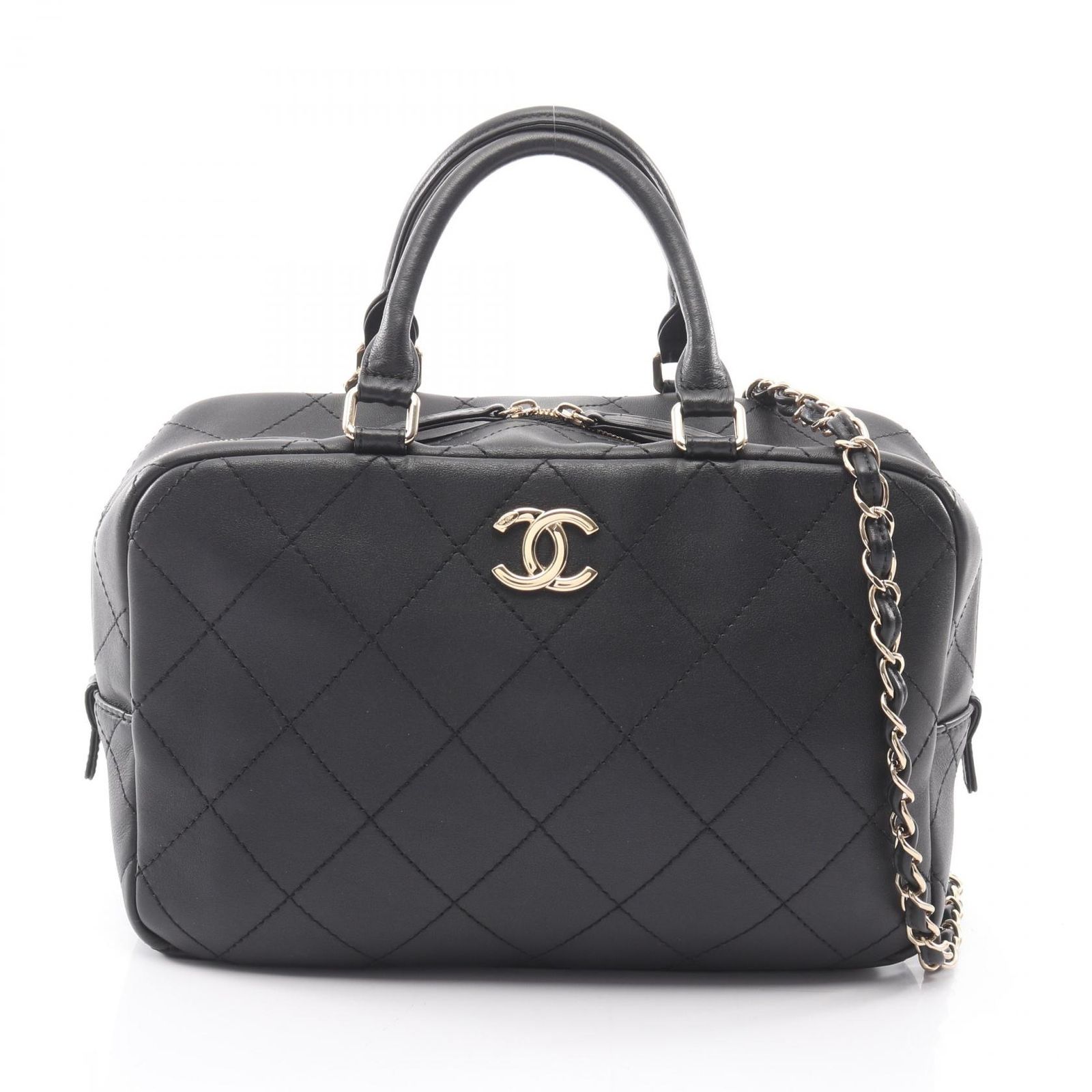 シャネル CHANEL ハンドバッグ マトラッセ 2WAY ブラック レザー マトラッセ 2wayハンドバッグ レディース Used A
