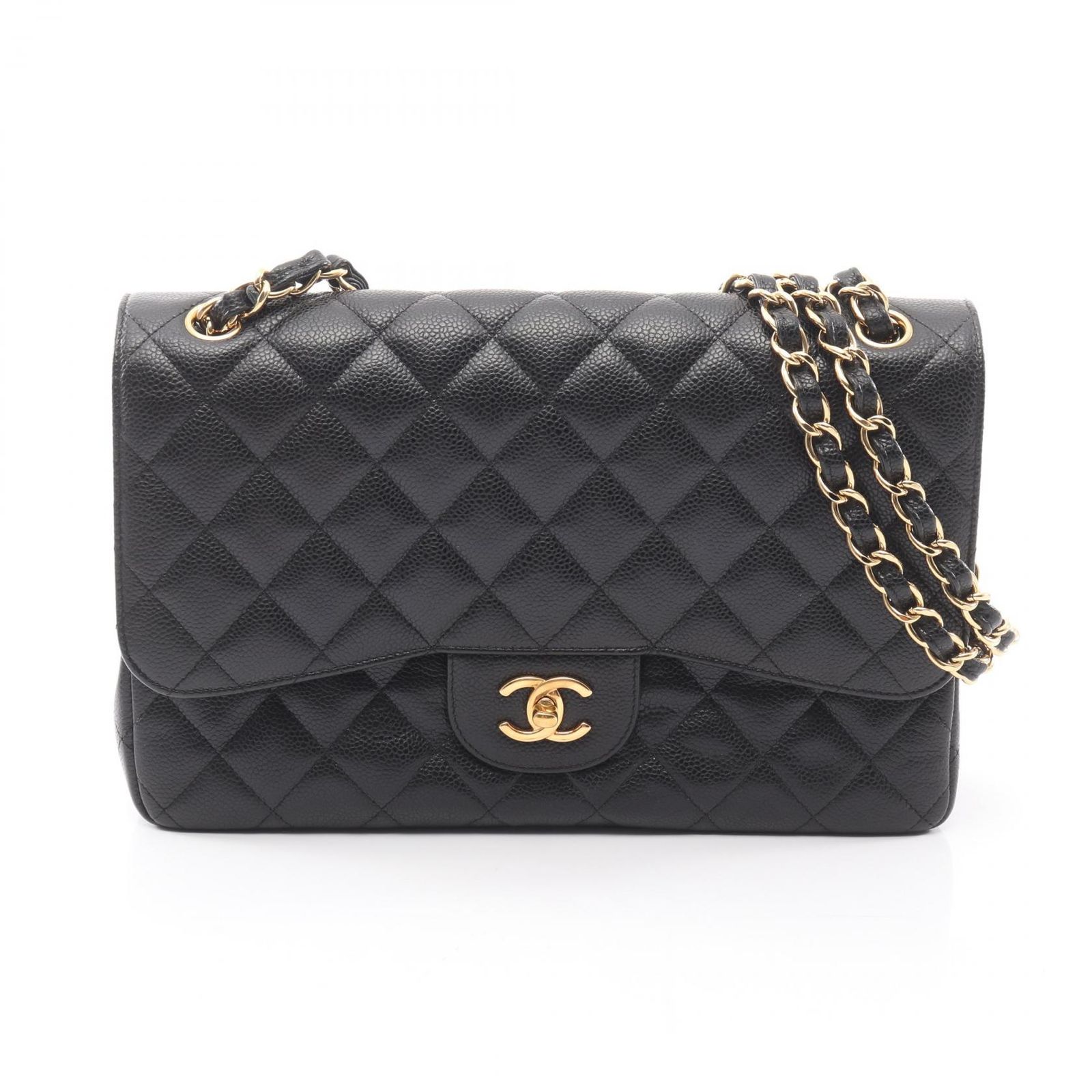 シャネル CHANEL ショルダーバッグ デカマトラッセ30 クラシック ラージ Wフラップ A58600 ブラック キャビアスキン(グレインドカーフ) デカマトラッセ チェーンショルダー