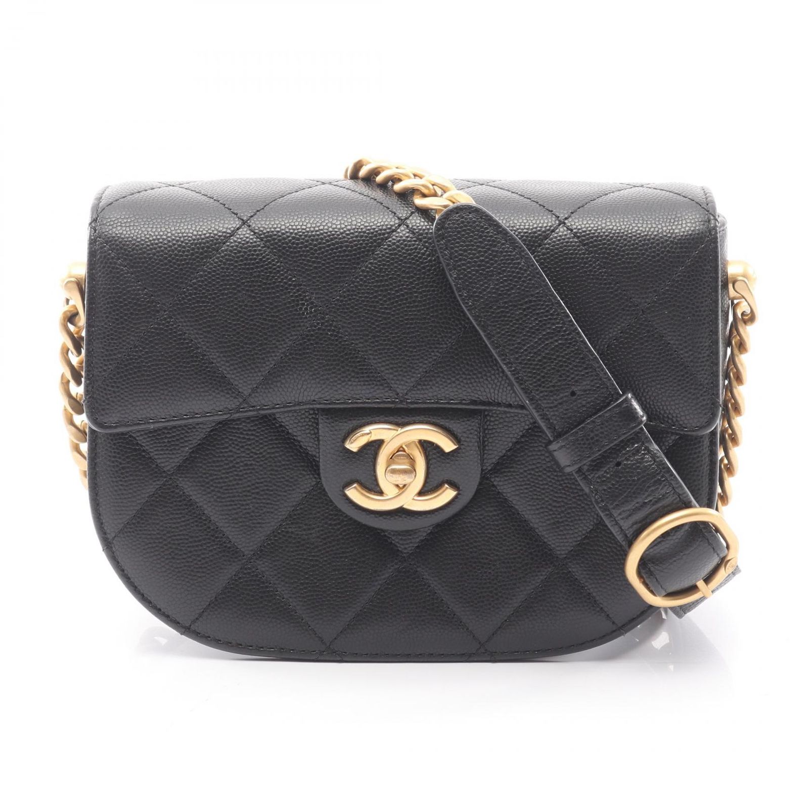 シャネル CHANEL ショルダーバッグ マトラッセ AS2484 ブラック キャビアスキン(グレインドカーフ) マトラッセ ミニ チェーンショルダー レディース Used A