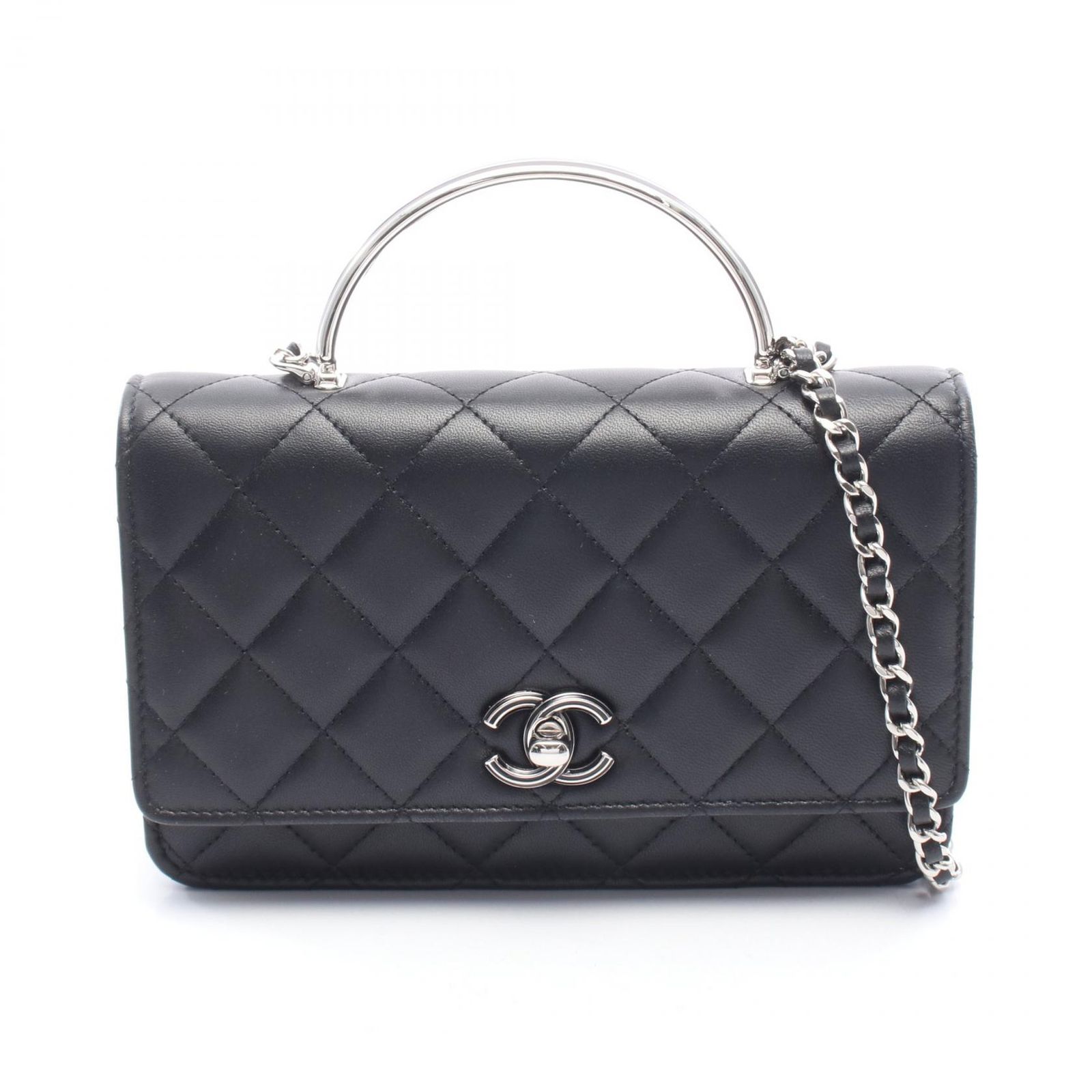 シャネル CHANEL ショルダーバッグ マトラッセ トップハンドル 2WAY ブラック ラムスキン（羊革） マトラッセ トップハンドル チェーンウォレット レディース 310,860円