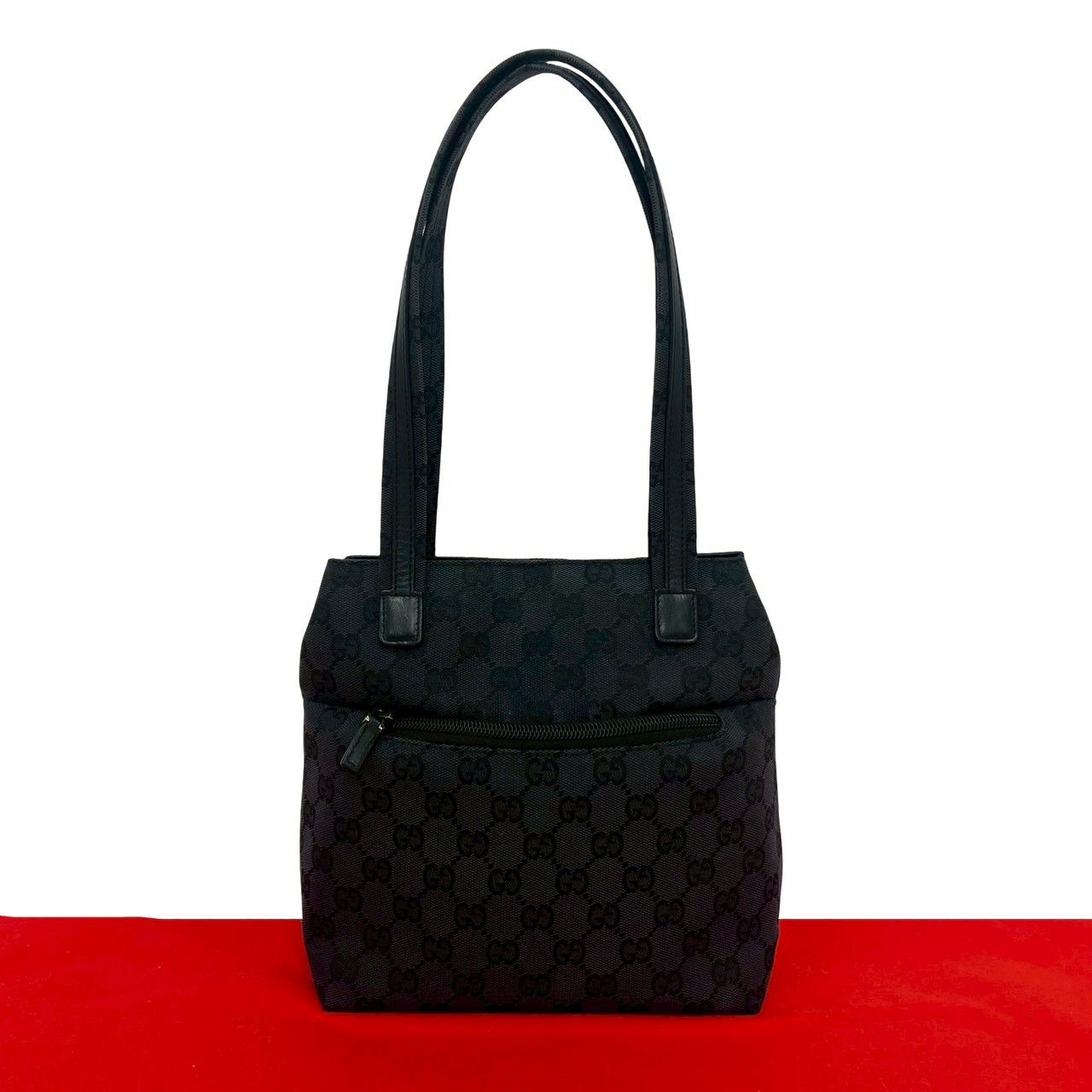 極 美品 GUCCI グッチ GG 柄 キャンバス レザー 本革 ミニ トート