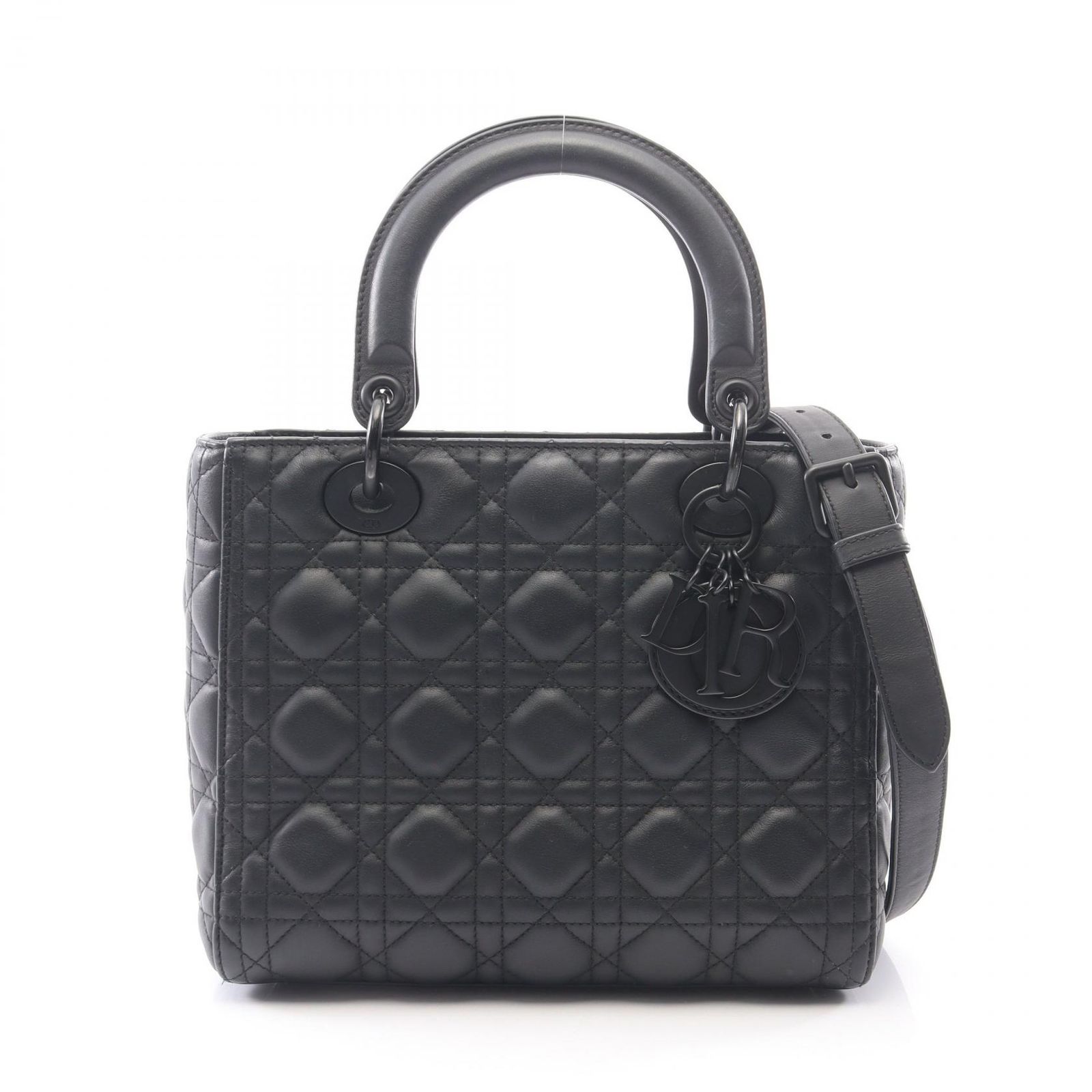 ディオール Dior ハンドバッグ LADY DIOR レディディオール カナージュ 2WAY M0565SLOI マットブラック レザー レディディオール カナージュ 2wayトート ミディアム