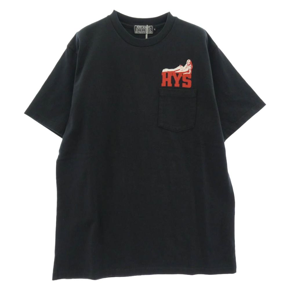 HYSTERIC GLAMOUR ヒステリックグラマー 26SS 02261CT21 I WANT MORE HYS ポケット付き プリント 半袖 Tシャツ ブラック系 L【美品】【中古】