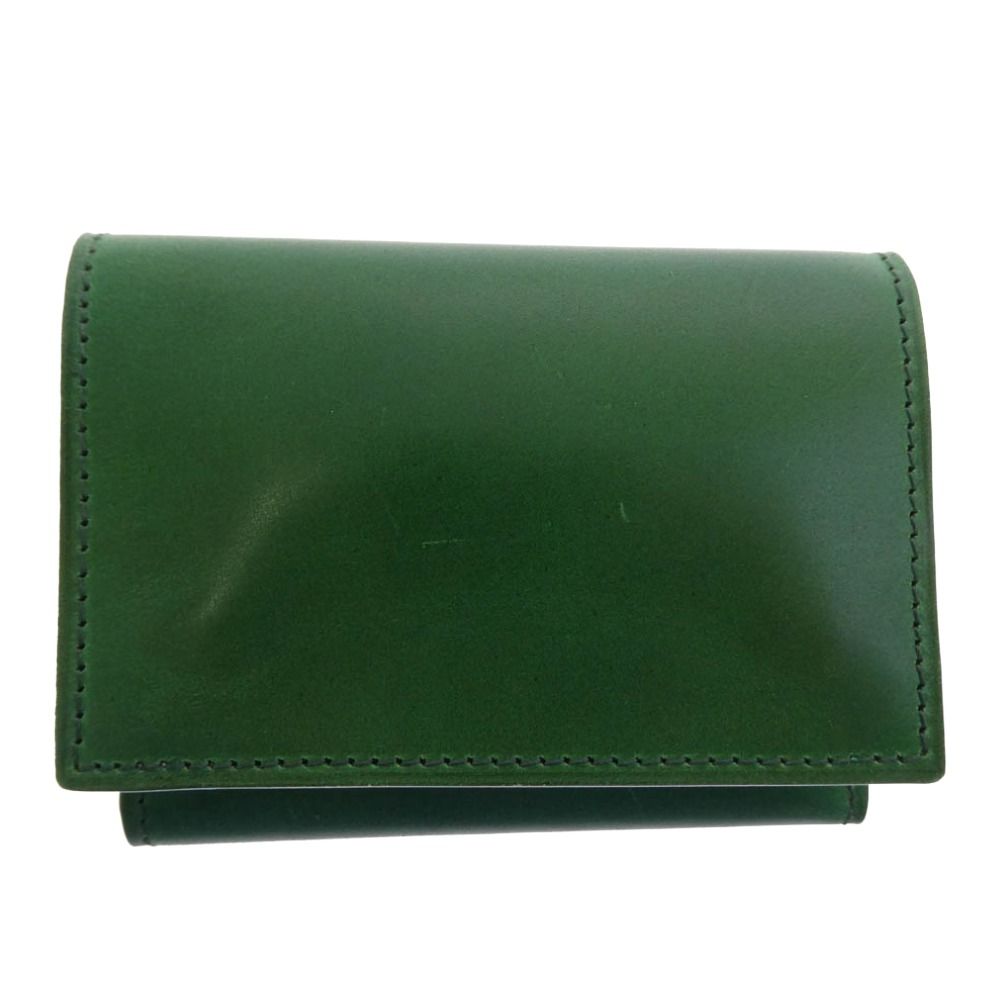 フラソリティ Flathority FM710 waterOil Cordovan Long Wallet 水染め ウォーターオイル コードバン 3フォールド 三つ折り ウォレット 長財布 グリーン グリーン系【極上美品】【中古】