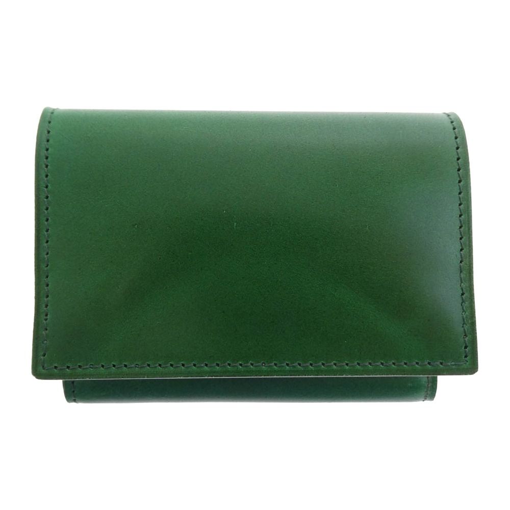 フラソリティ Flathority FM710 waterOil Cordovan Long Wallet 水染め ウォーターオイル コードバン 3フォールド 三つ折り ウォレット 長財布 グリーン グリーン系【極上美品】【中古】