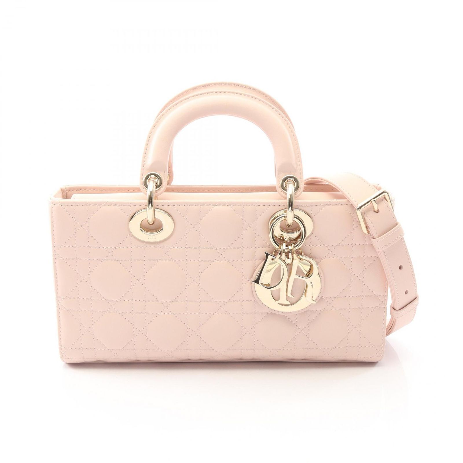 ディオール Dior ハンドバッグ Lady D-Joy ミディアム カナージュ 2WAY ベビーピンク レザー LADY D-Joy バッグ ミディアム レディース Used A