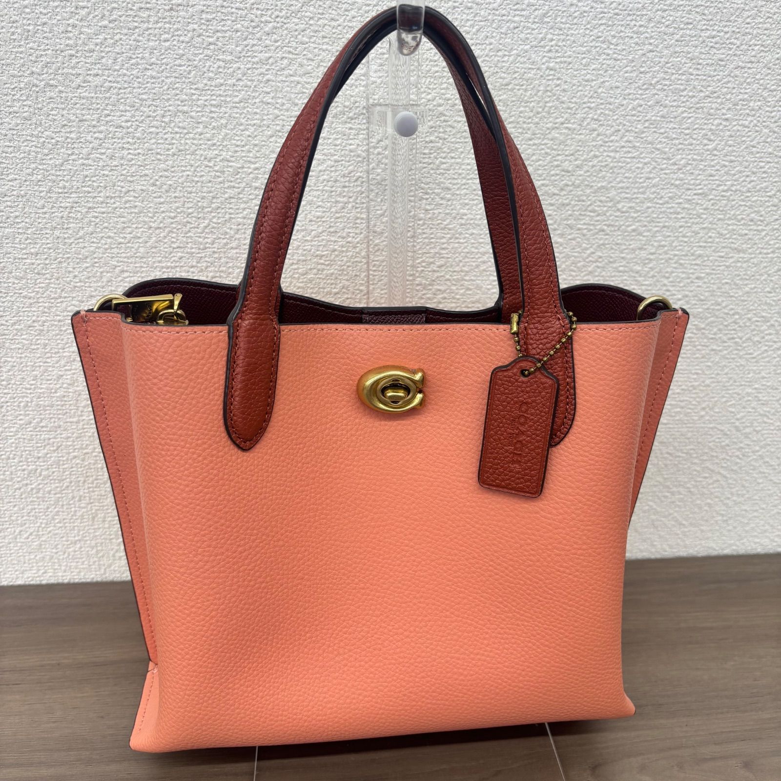 （s）美品 COACH コーチ ウィロウ トート 2WAY バッグ レディース レザー ピンク系 C8561 /7453