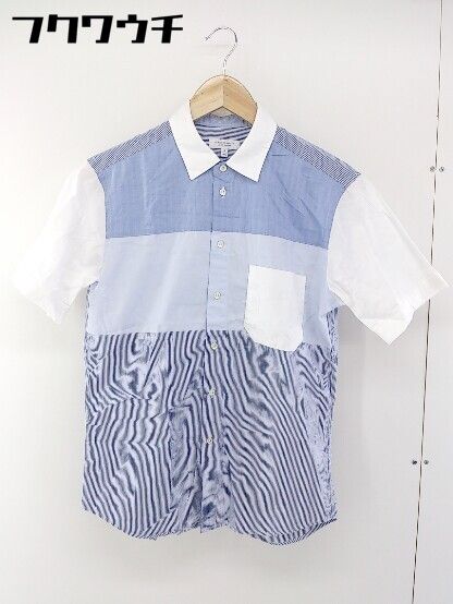 ◇ ◎ BEAUTY & YOUTH UNITED ARROWS ストライプ 切り替え 半袖 シャツ サイズS ブルー ホワイト メンズ 【中古】 【1106020006813】