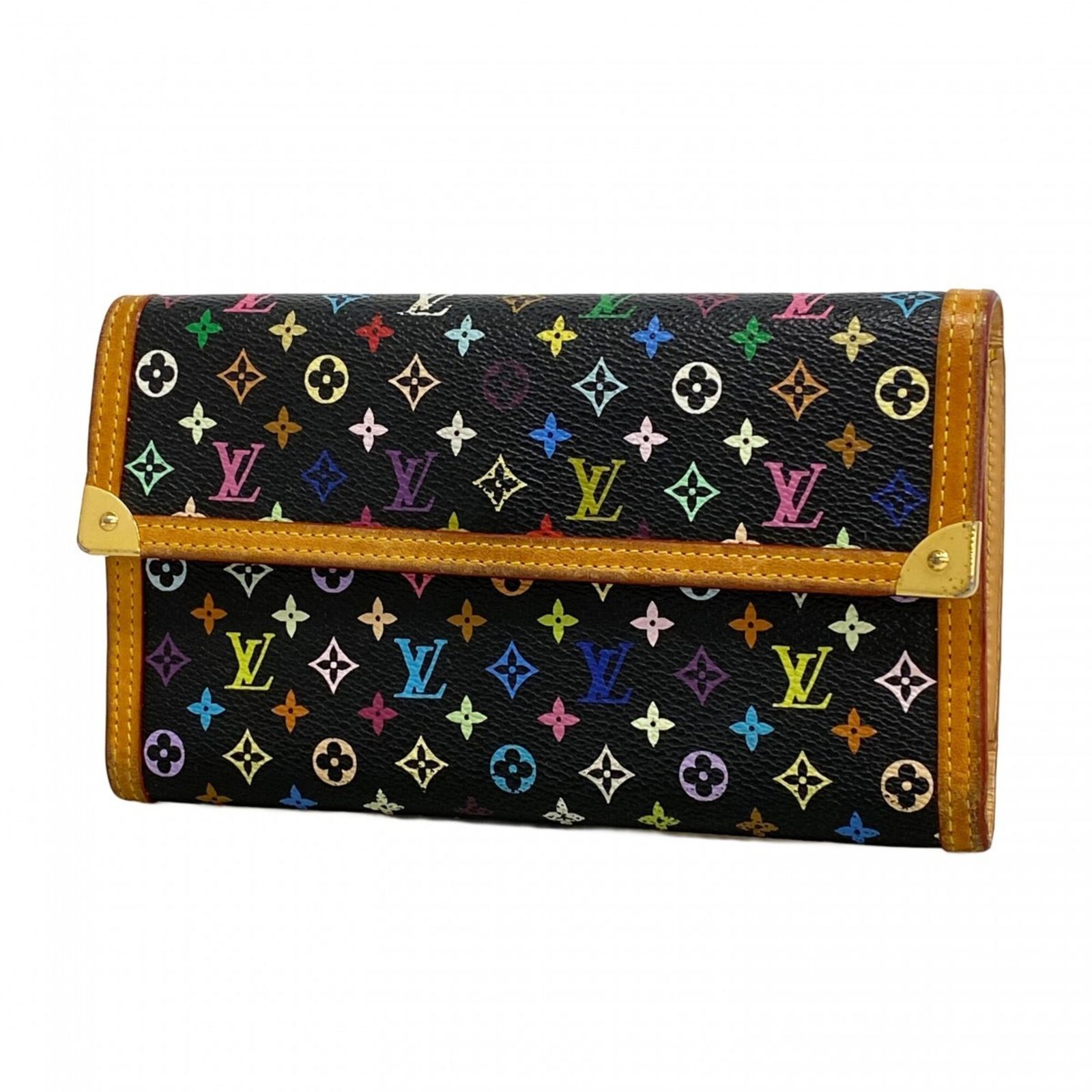 ルイ・ヴィトン(Louis Vuitton) ルイ・ヴィトン 三つ折り長財布 モノグラム・マルチカラー ポルトトレゾールインターナショナル M92658 ノワールレディース