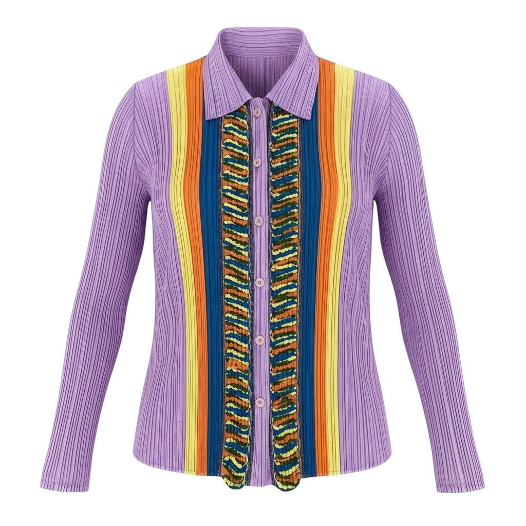 Ae14 【美品】 PLEATS PLEASE プリーツプリーズ ロングスリーブ プリーツシャツ トップス PP71-JJ613 サイズ3 ピンク ポリエステル100％ レディース 女性服ta1