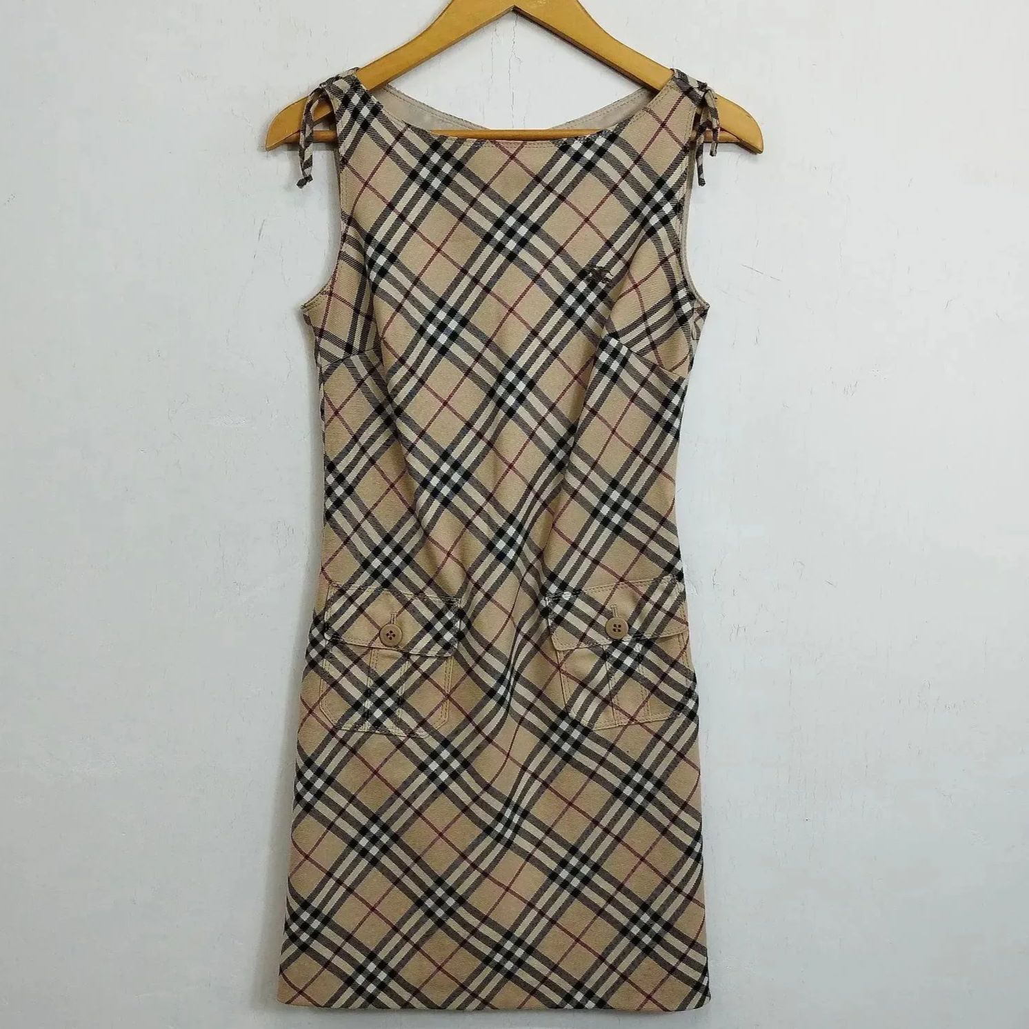 00s BURBERRY BLUE LABEL バーバリー ノバチェック ノースリーブ ひざ 