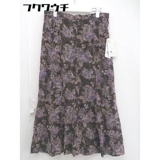 ◇ ◎ PARiADE パリエイド 総柄 サイドジップ ロング スカート サイズ13 ブラック レディース 【中古】 【1106100007723】