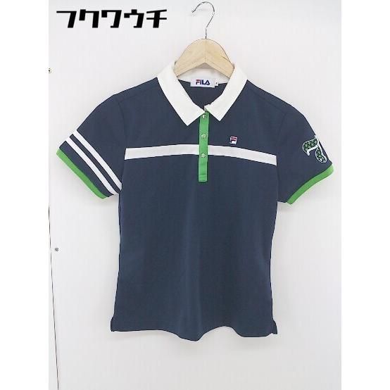 ◇ FILA フィラ 鹿の子 半袖 ポロシャツ サイズM ネイビー レディース 【中古】 【1106140010028】