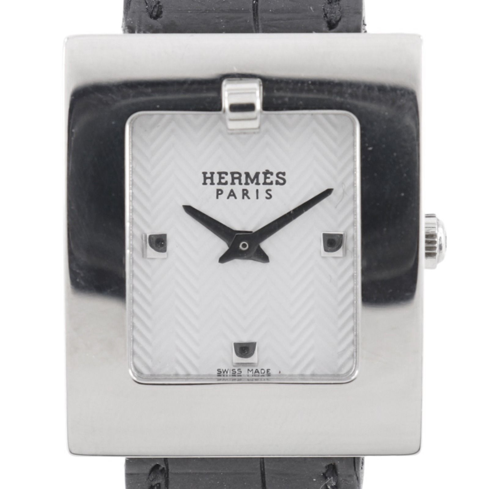 【HERMES】エルメス ベルトウォッチ BE1.110 ステンレススチール×クロコダイル □E クオーツ アナログ表示 レディース 白文字盤 腕時計