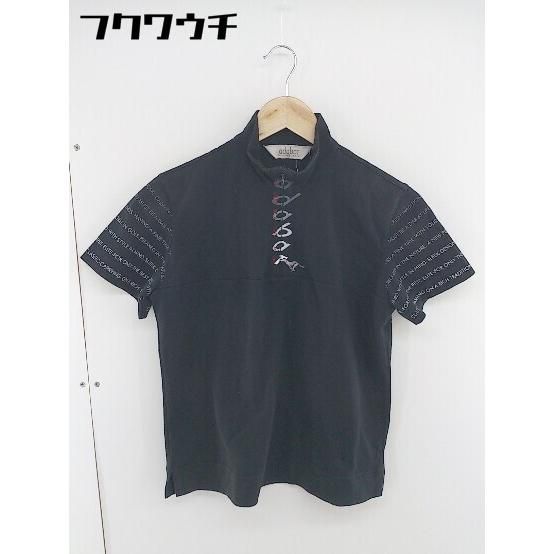 ◇ adabat アダバット ハーフジップ 半袖 ポロシャツ カットソー サイズⅠ ブラック レディース 【中古】 【1107260014569】