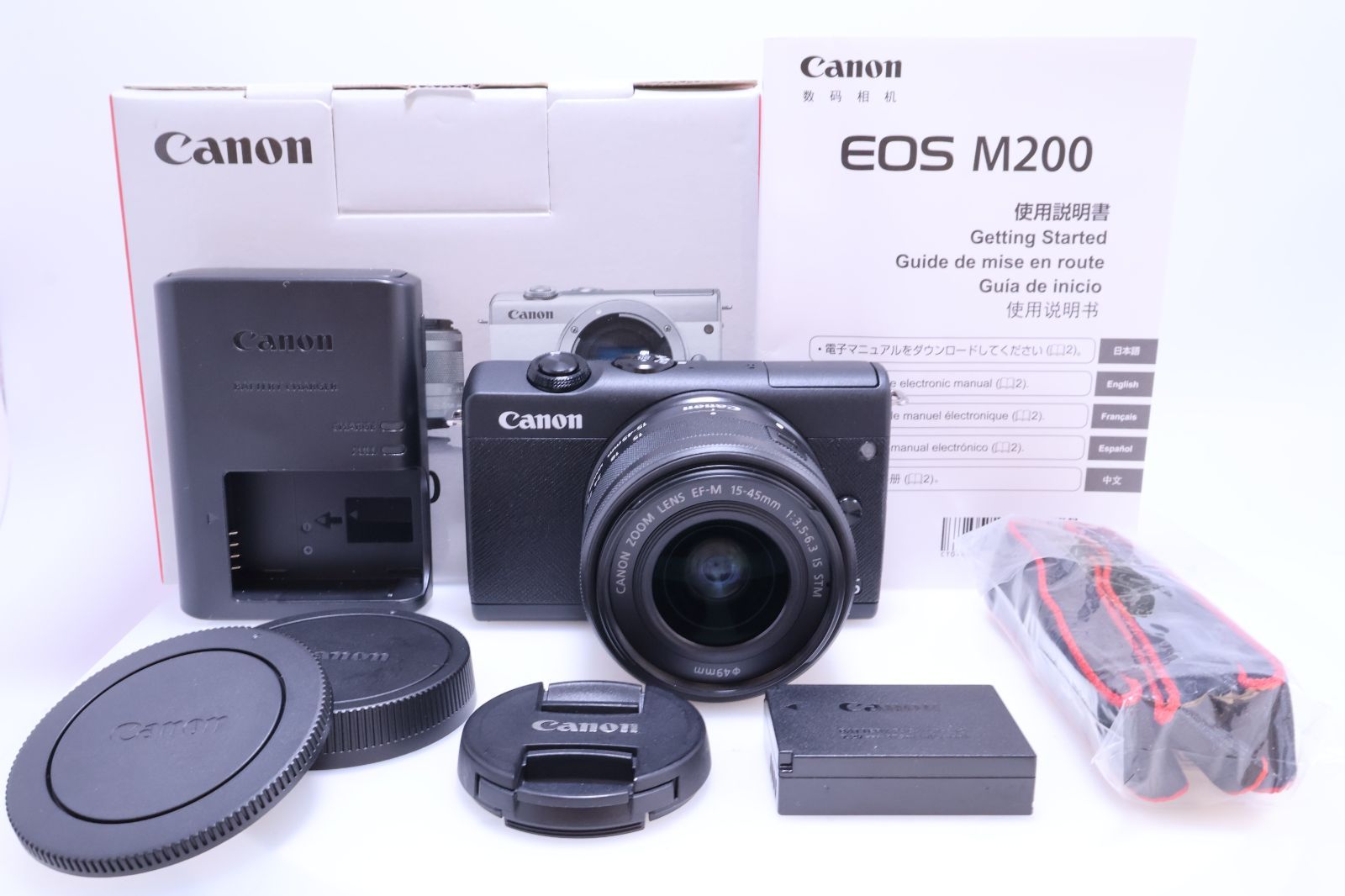 【極美品】Canon EOS M200 標準ズームキット ブラック EOSM200BK-1545ISSTMLK ミラーレス一眼カメラ