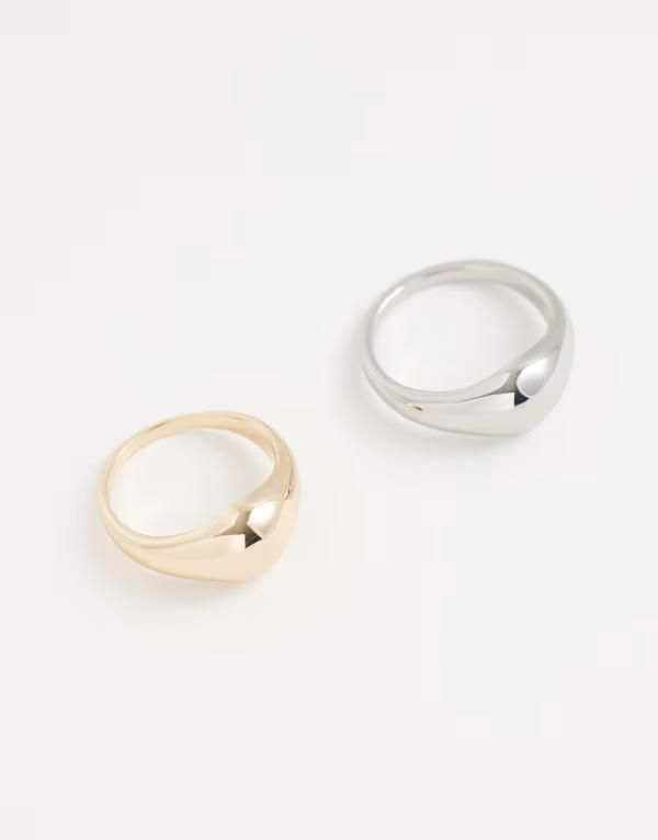 エイソス レディース アクセサリー リング ASOS DESIGN pack of 2 bubble rings tone and silver tone Multi マルチカラー