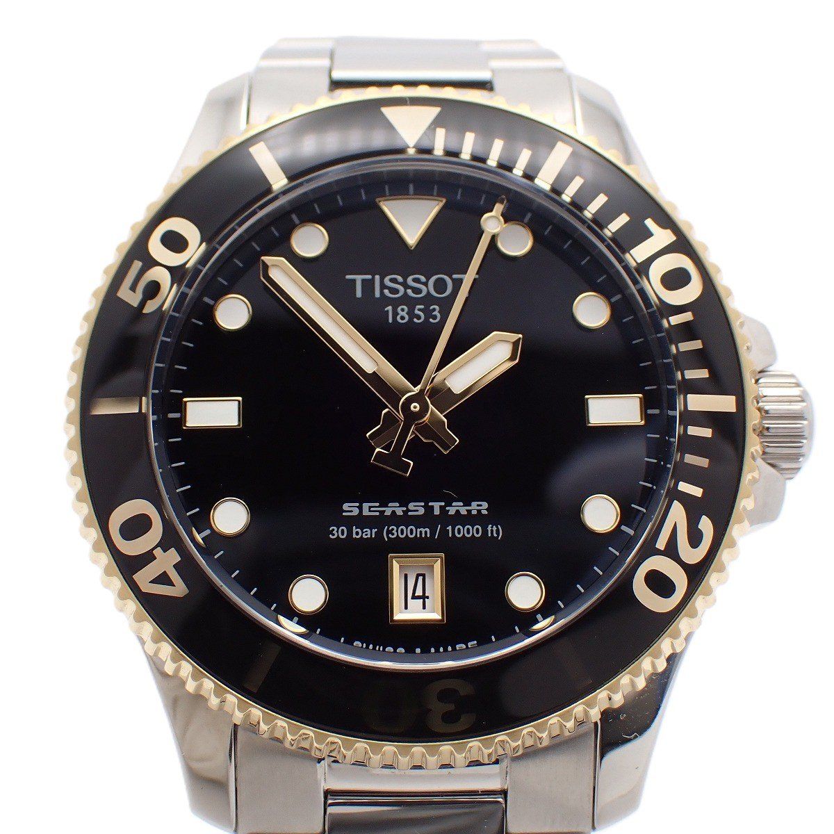 TISSOT ティソ シースター 1000 36MMケース クォーツ ボーイズ 腕時計 コンビ 黒文字盤 T120.210.21.051.00【いおき質店】管理2