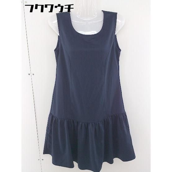 ◇ TIACLASSE ティアクラス 裾フレア ノーカラー ノースリーブ ミニ ワンピース サイズ M ネイビー レディース 【中古】 【1109090010933】