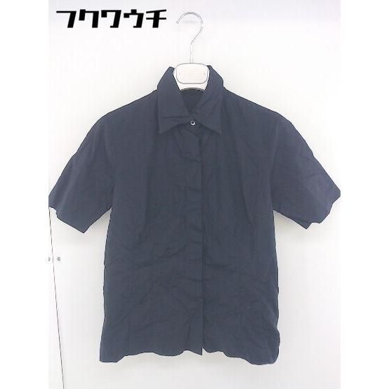 ◇ ◎ BARNEYS NEW YORK バーニーズニューヨーク 比翼 半袖 シャツ ブラウス ネイビー レディース 【1109140006602】