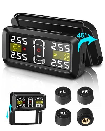 Jelkuz tpms 空気圧センサー2/4輪モード切り替え可能 分離式スタンド【大画面】【圧力値は0.01の精度】タイヤ空気圧モニター 高精度タイヤ空気圧 センサー圧力温度即時監視 IP67防水防塵 太陽能/Type-C二重充電 取り付け簡 54feaf1e