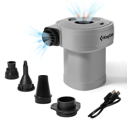 KingCamp エアーポンプ 電動 電動ポンプ 空気入れ 空気抜き 強力440L /分 Type-C 急速充電 4種類のノズル付き 超軽量 携帯型 キャンプ インフレーターマットkk 2d7d1404