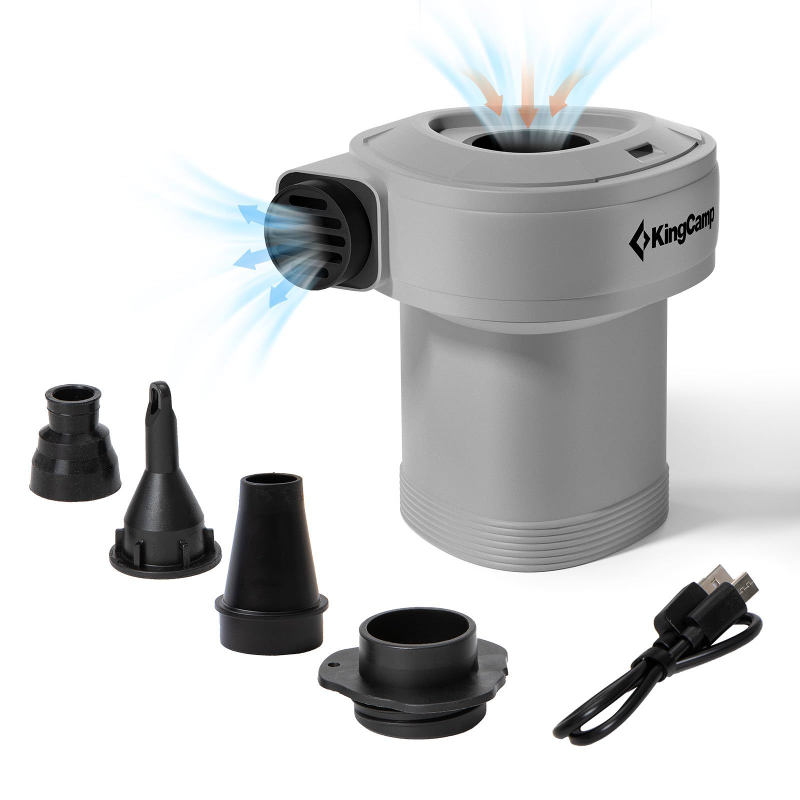 KingCamp エアーポンプ 電動 電動ポンプ 空気入れ 空気抜き 強力440L /分 Type-C 急速充電 4種類のノズル付き 超軽量 携帯型 キャンプ インフレーターマットkk 2d7d1404