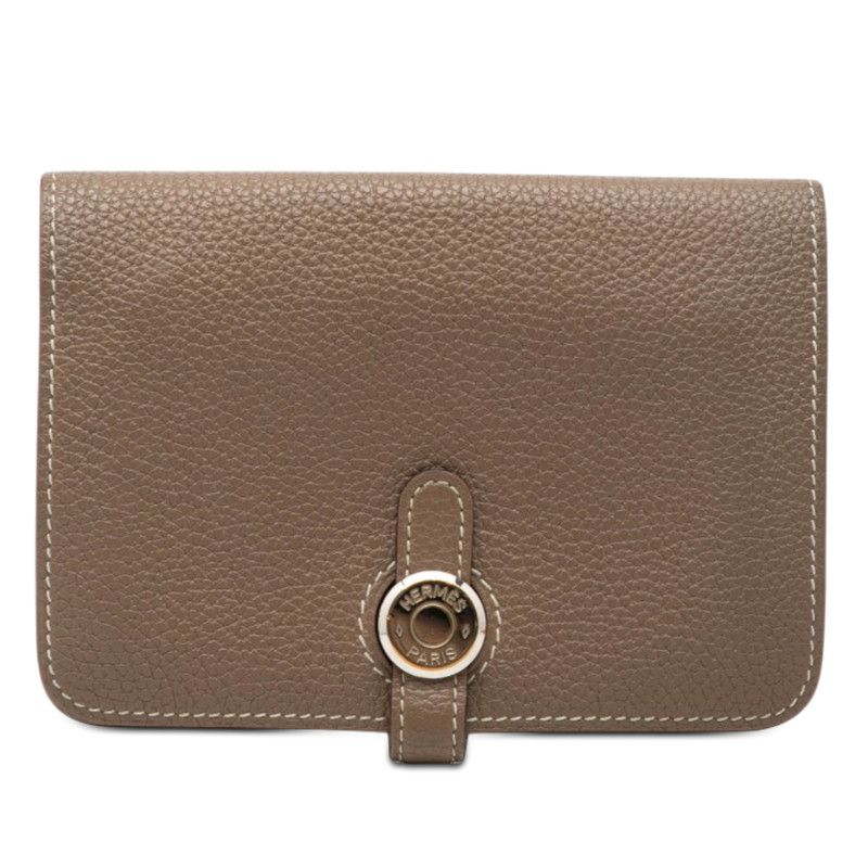 エルメス ドゴン コンパクト 二つ折り財布 エトゥープ グレージュ トゴ レディース HERMES【1-0269343】