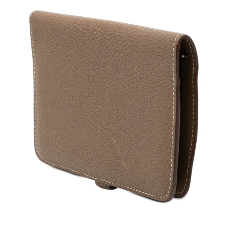 HERMES 二つ折り財布 ドゴン　グレージュ エルメス ドゴン コンパクト 二つ折り財布 エトゥープ グレージュ トゴ