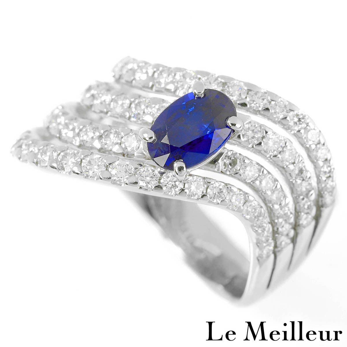 【新品仕上済】 ブルーサファイア 1.08ct ダイヤモンド 0.93ct プラチナ Pt900 リング 16号 レディース 返品OK