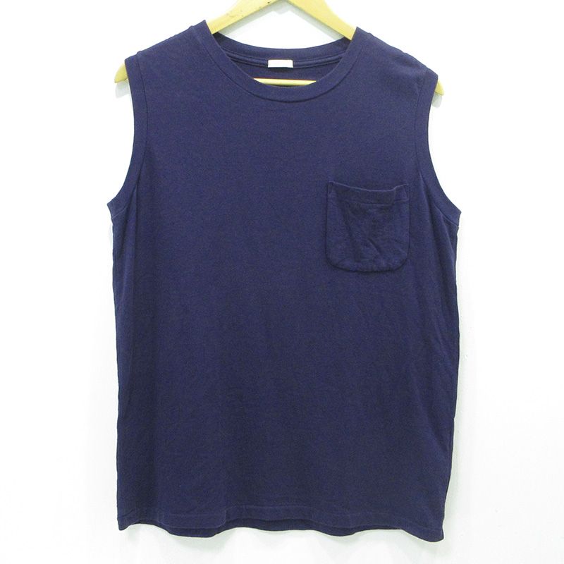 【三重本店】 中古 COMOLI | コモリ 胸ポケット付きノースリーブTシャツ タンクトップ K01-05005 ネイビー サイズ：1 【104】