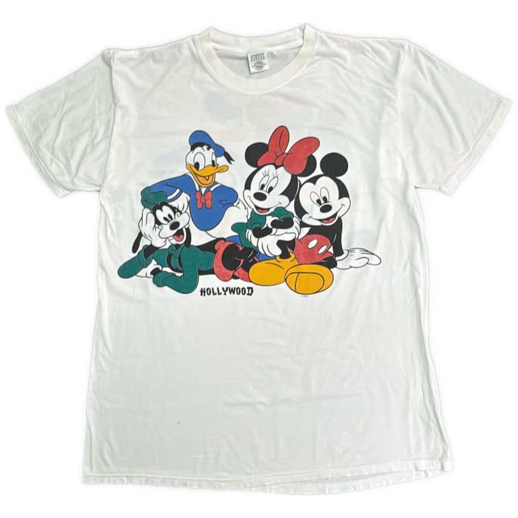 00年代 Disney ディズニー ミッキー&フレンズ 半袖Tシャツ キャラクター ホワイト(メンズ ONE SIZE)中古 古着 Y1600