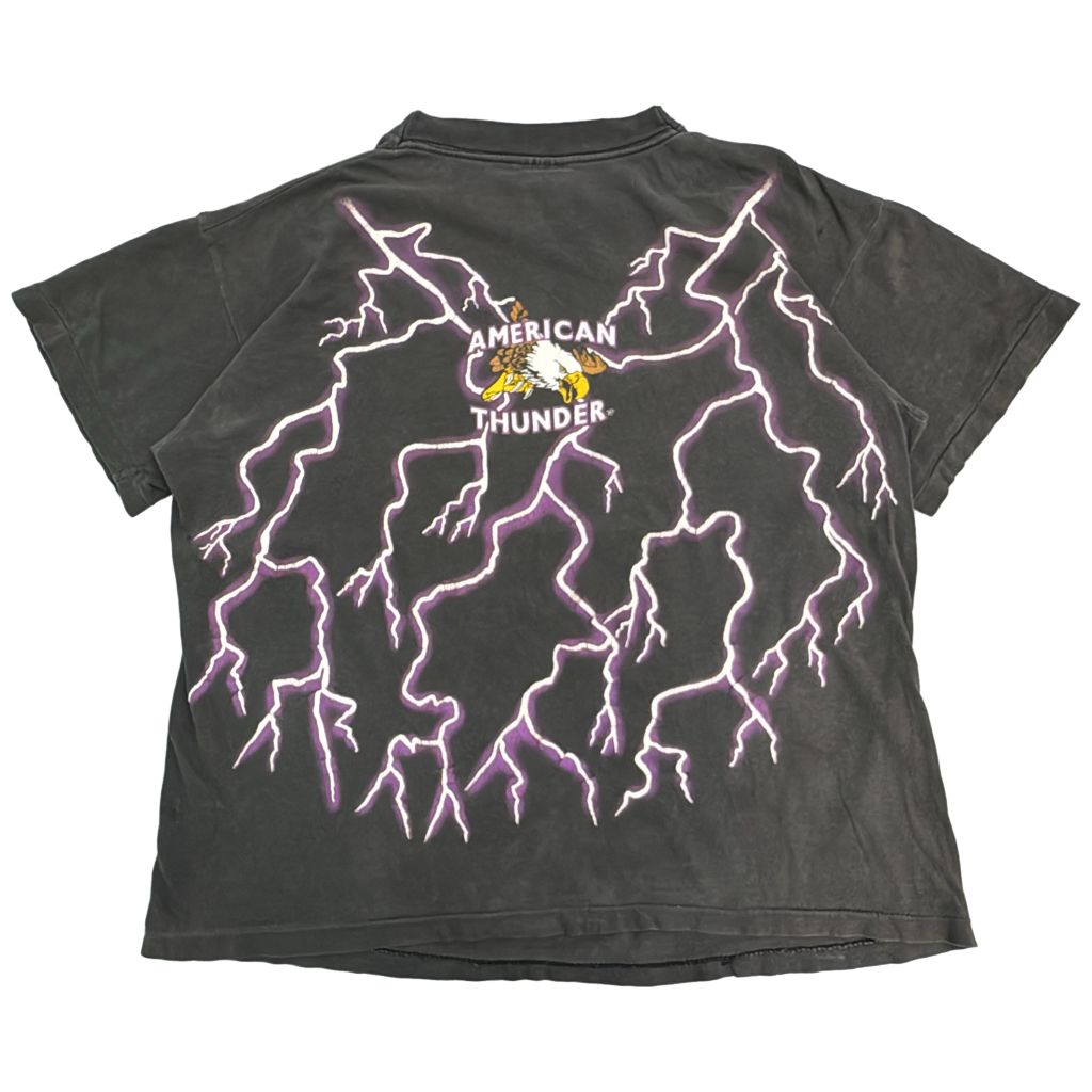 90年代 TOURCHAMP アメリカンサンダー イーグル 半袖Tシャツ ブラック