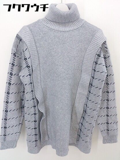 ◇ ABITOKYO アビトーキョー タートルネック 総柄 長袖 ニット プルオーバー グレー ブラック系 レディース 【中古】 【1201110001478】