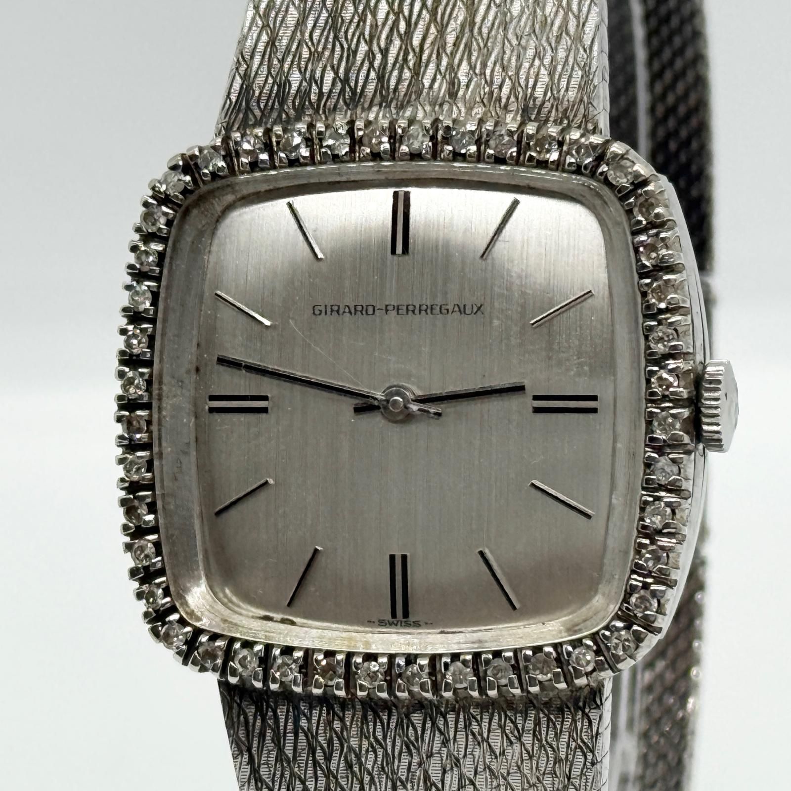 GIRARD-PERREGAUX ジラール・ペルゴ スクエア２針 9495HA シルバー 手巻き レディース ダイヤベゼル 腕時計 稼働品