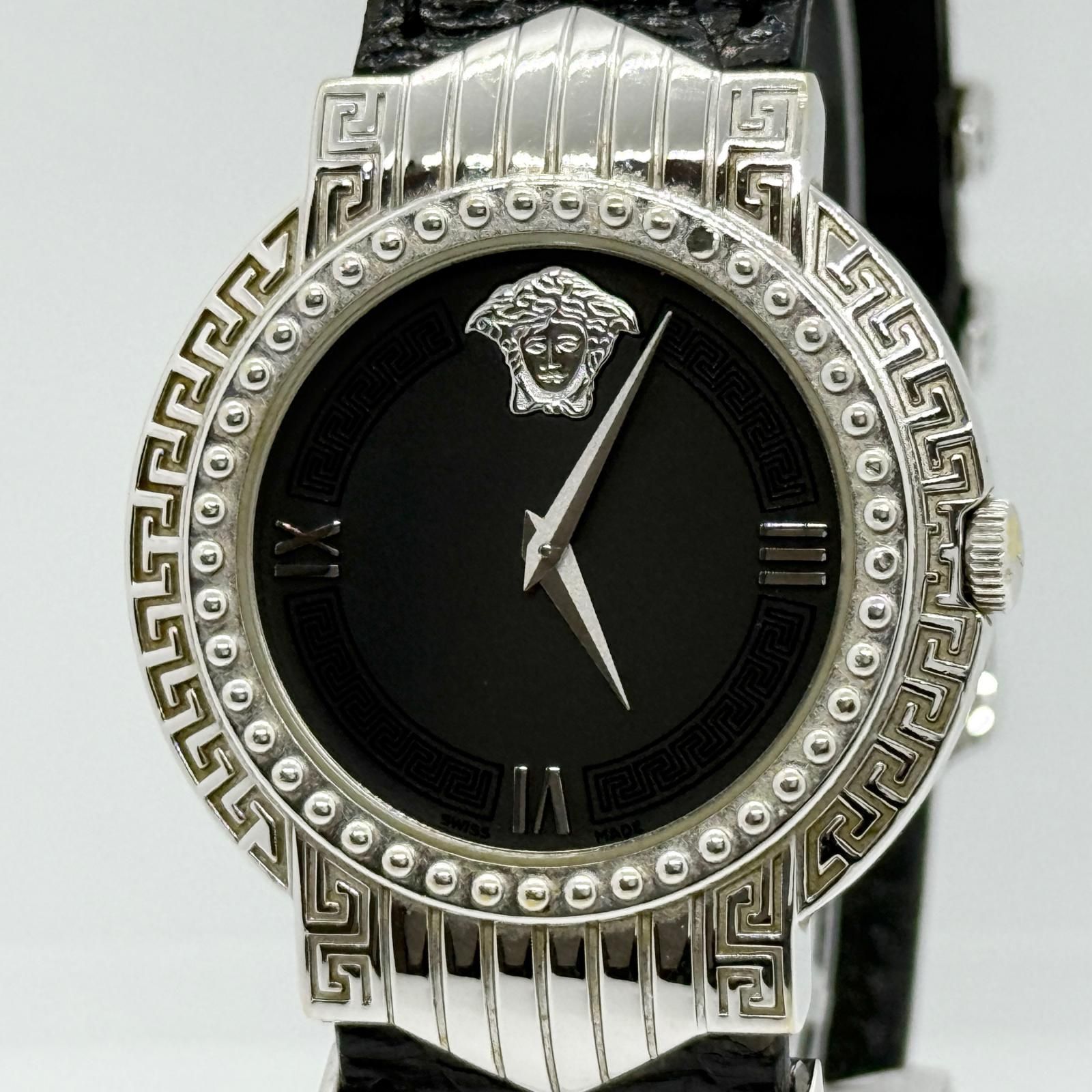 VERSACE ヴェルサーチ メデューサ 978 ブラック QZ メンズ 腕時計 稼働品