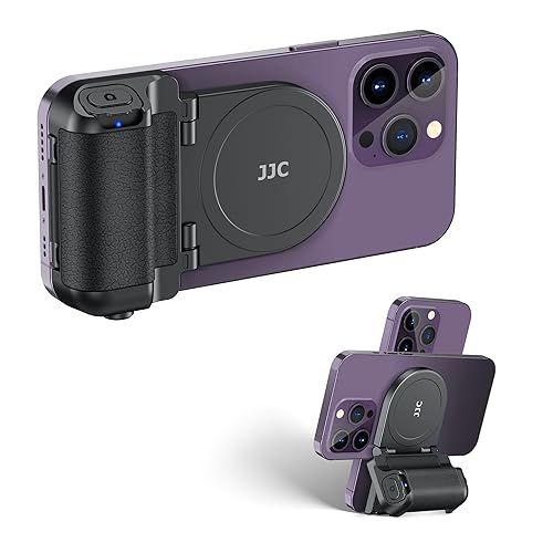 JJC Magsafe対応 スマホグリップ 自撮りグリップ マグネット スマホホルダー スマホスタンド ワイヤレスリモコン付き スマートフォンホルダー 1/4